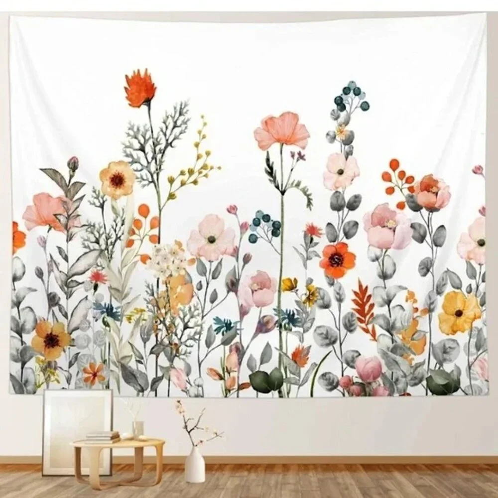 Floral Wildflower Botanical Colorful Garden Outdoor Room Wall Decor Tapestry